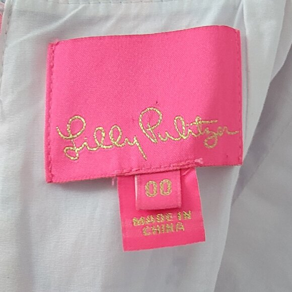 Lilly Pulitzer Coastal Blue Pink Mini Dress Spaghetti Straps Open Tie Back - 00 - Picture 8 of 16